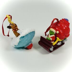 2ct Dr. Seuss How The Grinch Stole Christmas Wendy's Ornaments Sleigh & Max Top